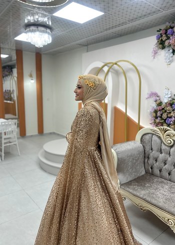 Gold kol detaylı Zühre abiye