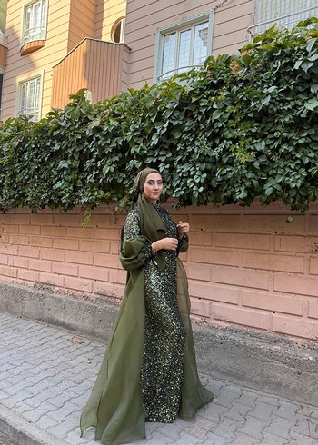 Abiye siyah ön detayli