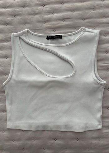 Beyaz Askısız Mini Crop Top