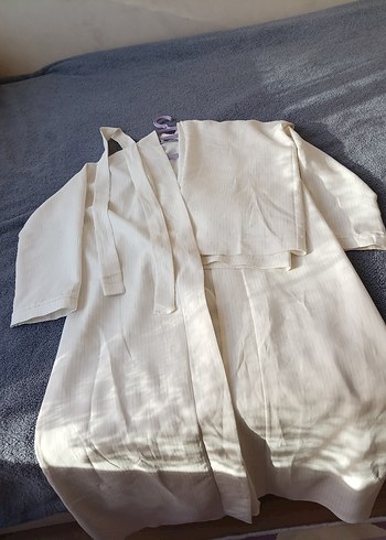 Beyaz Uzun Kollu tesettür ikili takım - Görsel 2