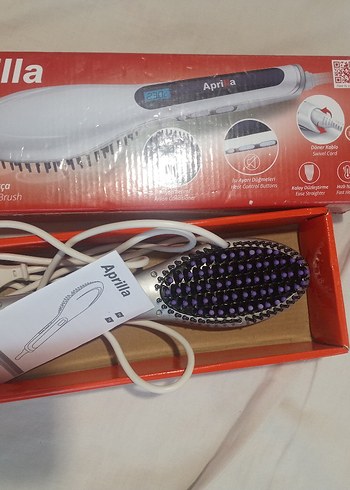 Beyaz Gri Aprilla Saç Düzleştirici Fırça