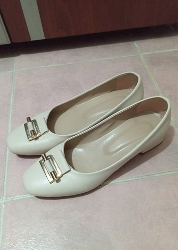 Bej Tokalı Kadın Topuklu Babet - Görsel 2