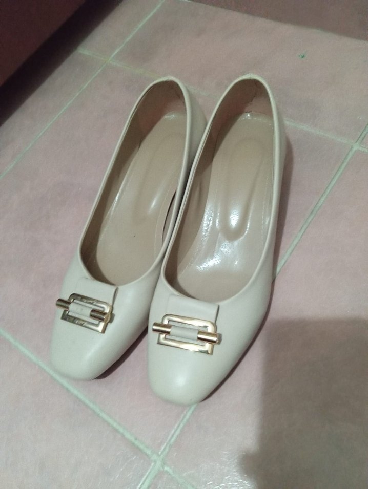 Bej Tokalı Kadın Topuklu Babet - Görsel 3