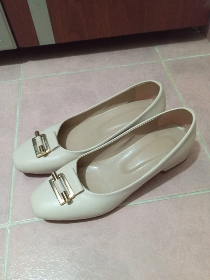 Bej Tokalı Kadın Topuklu Babet - Görsel 2