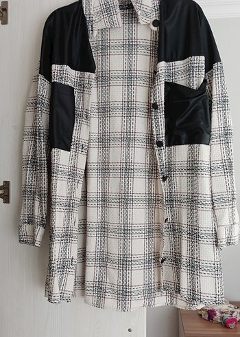 Düğmeli Ekose Desenli Sokak Stili Kadın Gömlek - Görsel 3