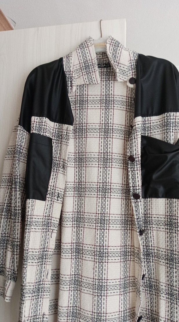 Düğmeli Ekose Desenli Sokak Stili Kadın Gömlek - Görsel 2