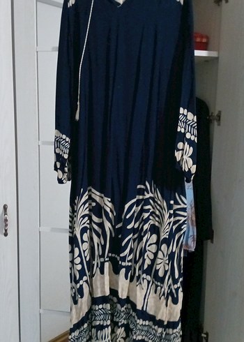 Kadın Mavi Bohem Uzun Elbise - Görsel 2