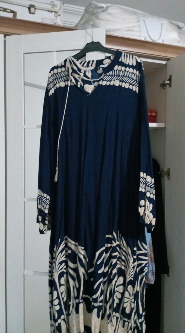 Kadın Mavi Bohem Uzun Elbise - Görsel 5