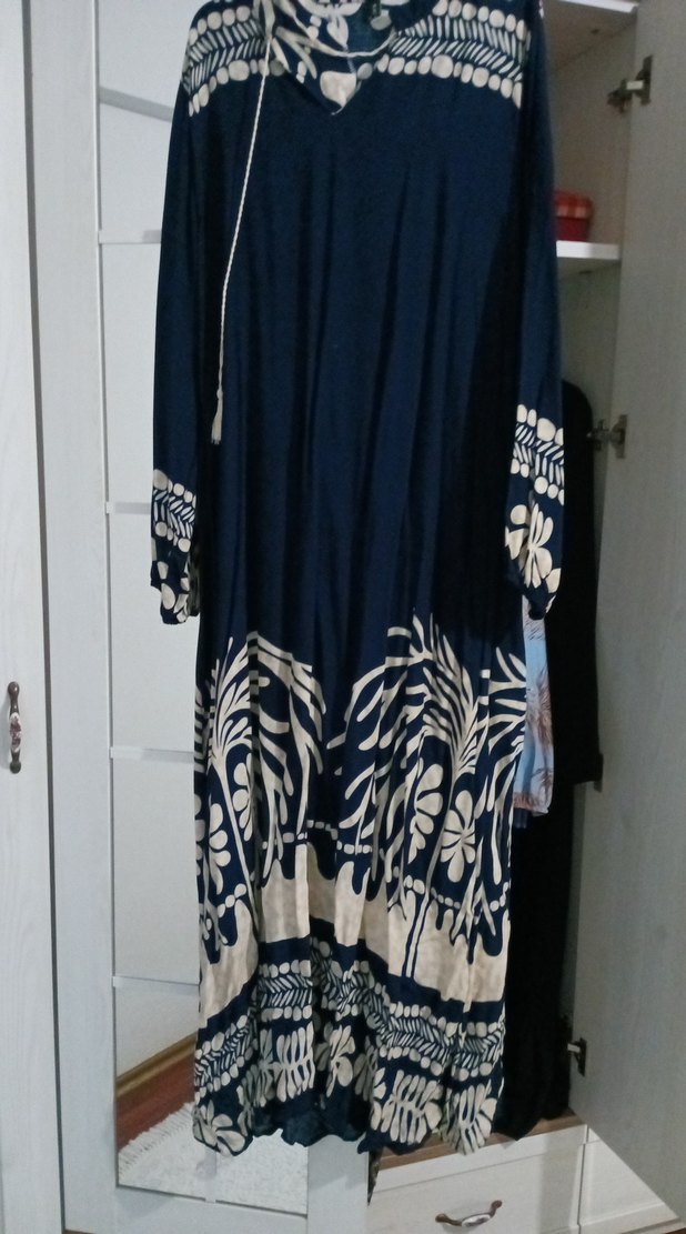 Kadın Mavi Bohem Uzun Elbise - Görsel 4