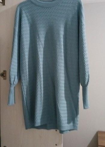 Mavi Örgü Kadın Triko Elbise - Görsel 2