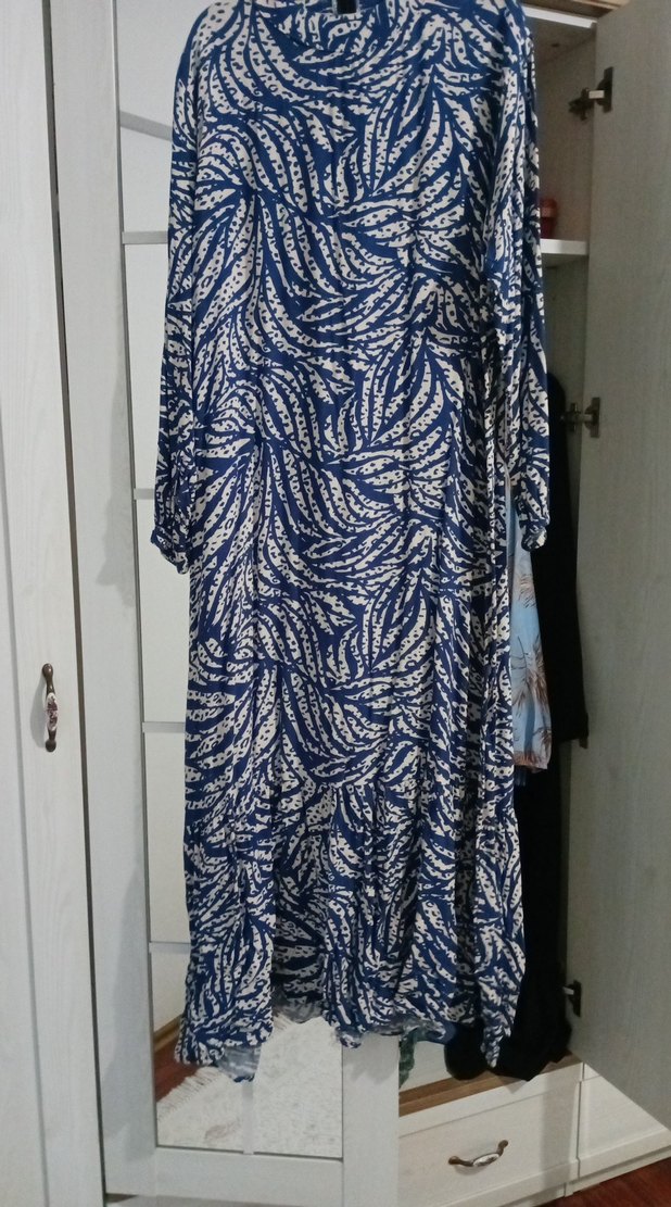 Mavi Bohem Uzun Kollu Uzun Elbise - Görsel 3