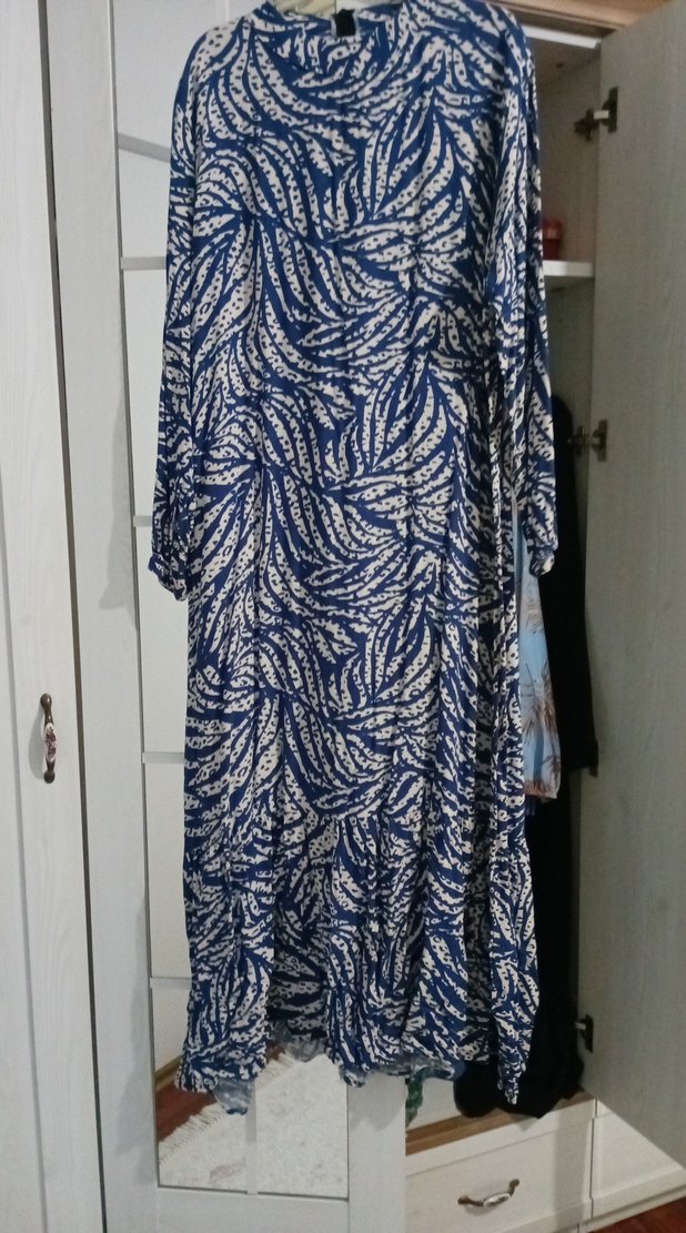 Mavi Bohem Uzun Kollu Uzun Elbise - Görsel 2