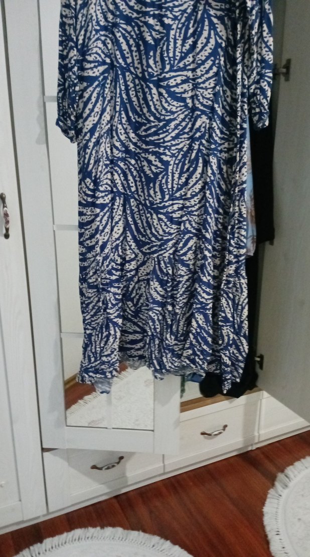 Mavi Bohem Uzun Kollu Uzun Elbise - Görsel 4