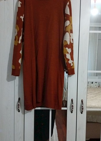 Uzun Kollu Kahverengi Kadın Triko Tunik - Görsel 3