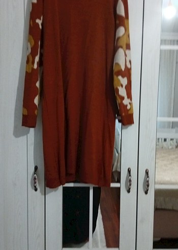 Uzun Kollu Kahverengi Kadın Triko Tunik - Görsel 4