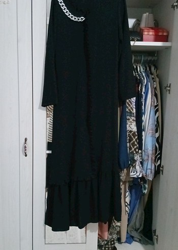 Kadın Siyah Uzun Kollu Salaş Elbise - Görsel 2