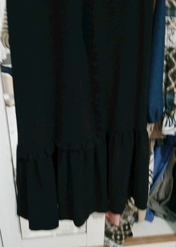 Kadın Siyah Uzun Kollu Salaş Elbise - Görsel 4