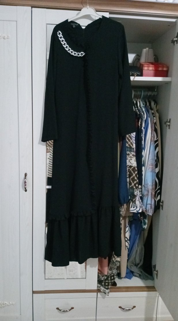 Kadın Siyah Uzun Kollu Salaş Elbise - Görsel 2