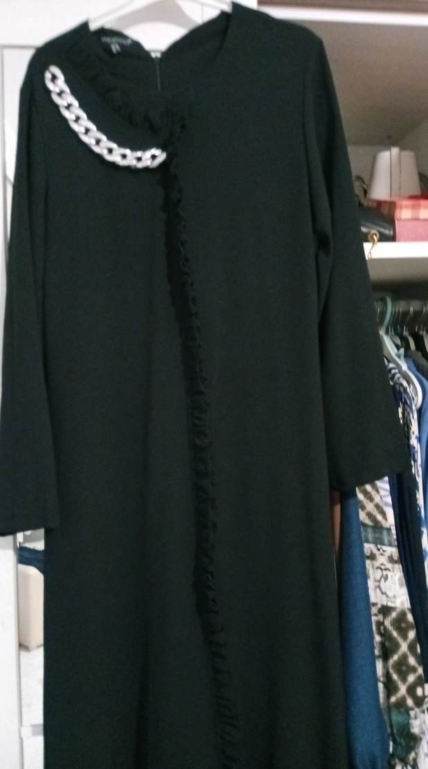 Kadın Siyah Uzun Kollu Salaş Elbise - Görsel 5