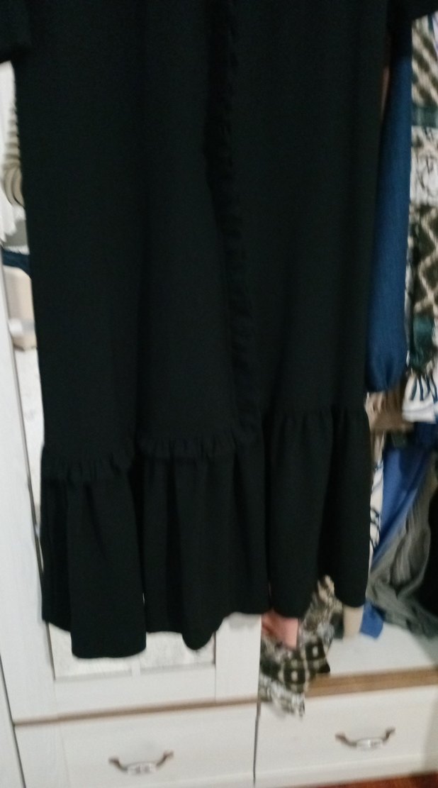 Kadın Siyah Uzun Kollu Salaş Elbise - Görsel 4