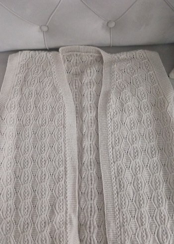 Bohem Gri Örgü Kadın Yelek - Görsel 4