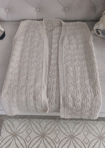 Bohem Gri Örgü Kadın Yelek - Görsel 2