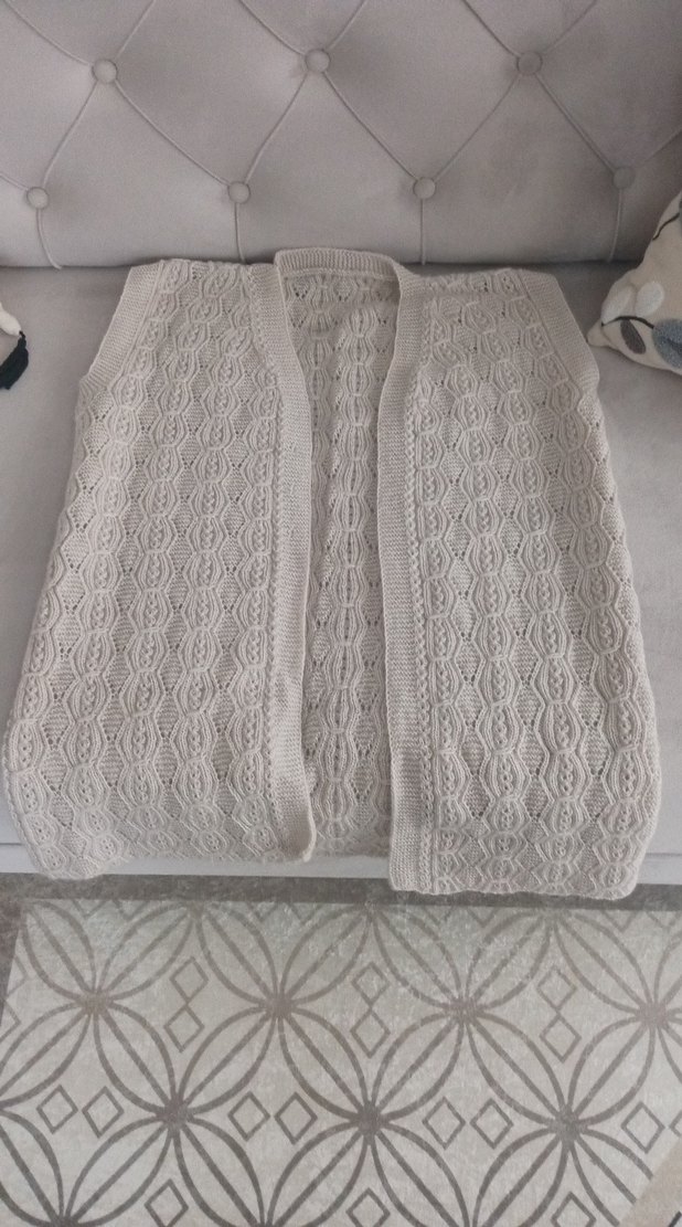 Bohem Gri Örgü Kadın Yelek - Görsel 3