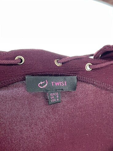 36 Beden bordo Renk Twist Uzun Elbise %70 İndirimli.