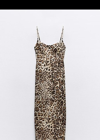 Zara Leopar Desenli Uzun Elbise