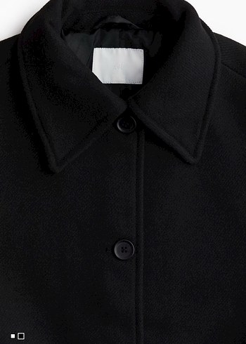 Düğmeli Siyah Klasik Kaban - Görsel 2