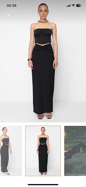 Milla Siyah Uzun Örme Etek - Görsel 2