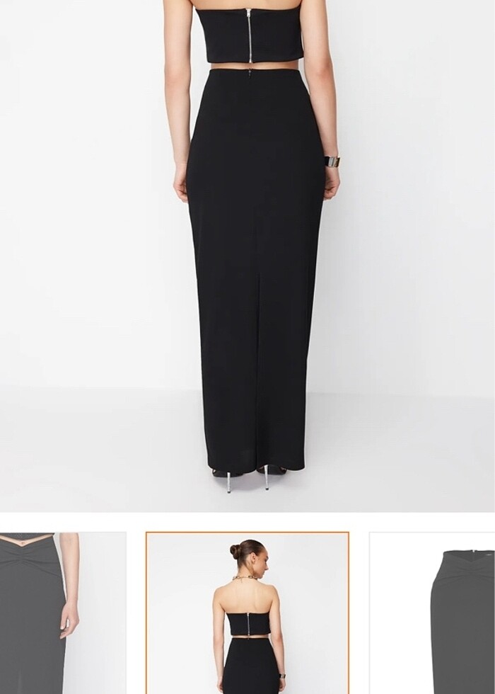 Milla Siyah Uzun Örme Etek - Görsel 3