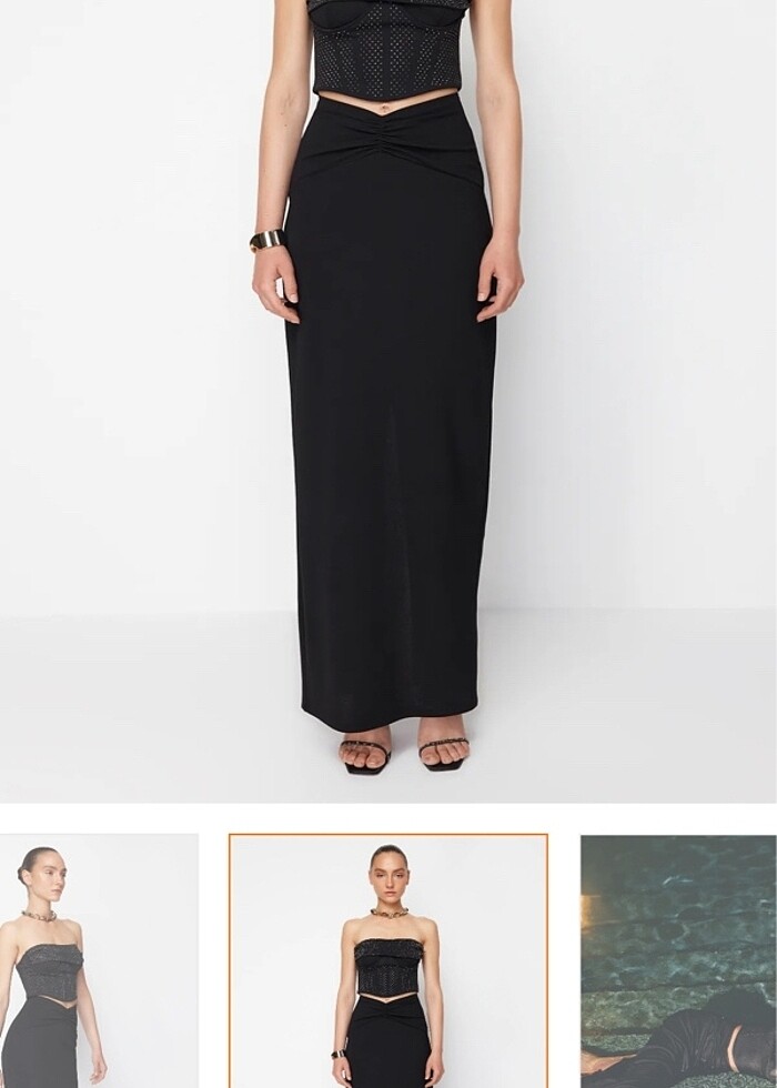 Milla Siyah Uzun Örme Etek - Görsel 2