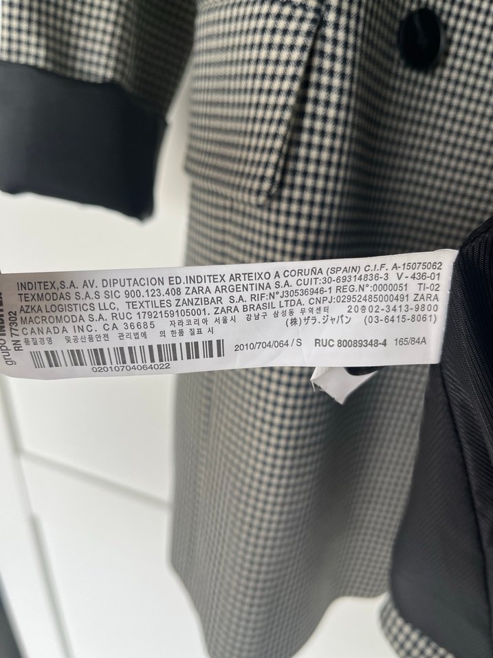 Zara Gri Ekose Düğmeli Kadın Blazer Ceket - Görsel 4