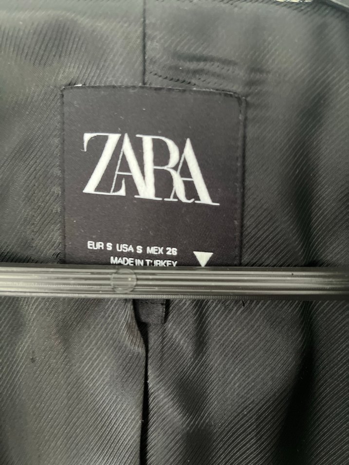 Zara Gri Ekose Düğmeli Kadın Blazer Ceket - Görsel 3