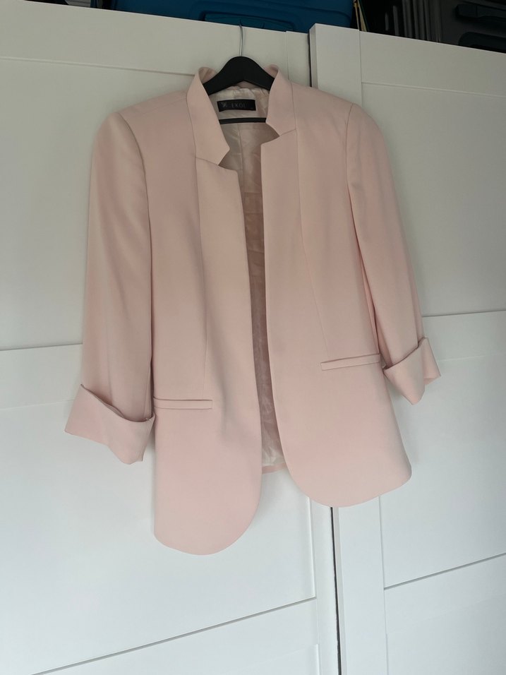 Pudra pembesi Kadın Modern Klasik Blazer Ceket - Görsel 3