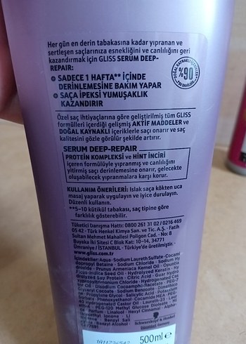 Beden Renk SÜPER FIRSAT PAKETİ- GLİSS 500ml ŞAMPUAN+ SIVI SAÇ BAKIM KREMİ