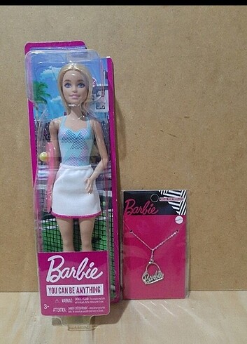 BARBİE TENİSÇİ BEBEK + BARBİE KOLYE