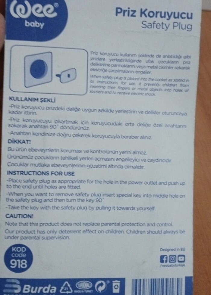 WEE BABY PRİZ KORUYUCU - 50tl ÜZERİ SİPARİŞLERE EK 15tl + - Görsel 4