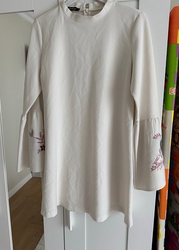 Nakışlı Beyaz Bohem Midi Tunik