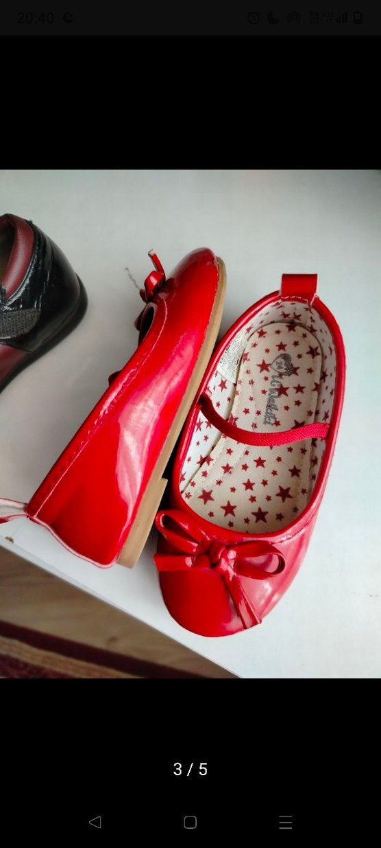 Kız Çocuk Kırmızı Fiyonk Detaylı Babet - Görsel 3