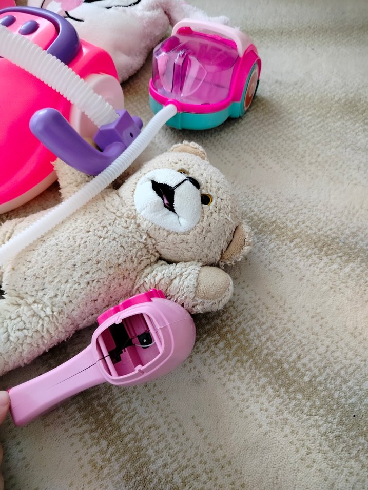 Renkli Pembe Oyuncak Temizlik Seti ve Peluş Oyuncaklar - Görsel 3