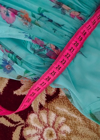 Turkuaz Transparan Bohem Uzun Elbise - Görsel 8