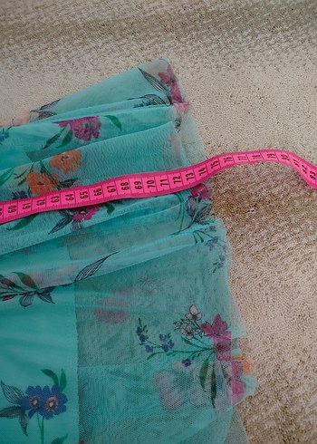 Turkuaz Transparan Bohem Uzun Elbise - Görsel 7