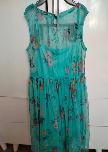 Turkuaz Transparan Bohem Uzun Elbise - Görsel 5