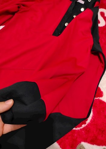 Uzun Kollu Kırmızı Rahat Tunik - Görsel 4