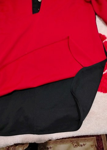 Uzun Kollu Kırmızı Rahat Tunik - Görsel 5