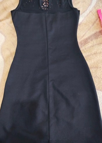 Dantelli Siyah Midi V Yaka Kadın Elbise - Görsel 6