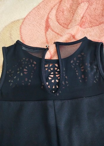 Dantelli Siyah Midi V Yaka Kadın Elbise - Görsel 7