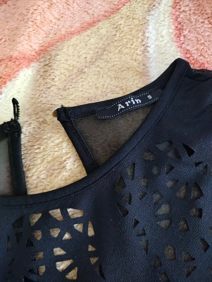 Dantelli Siyah Midi V Yaka Kadın Elbise - Görsel 3